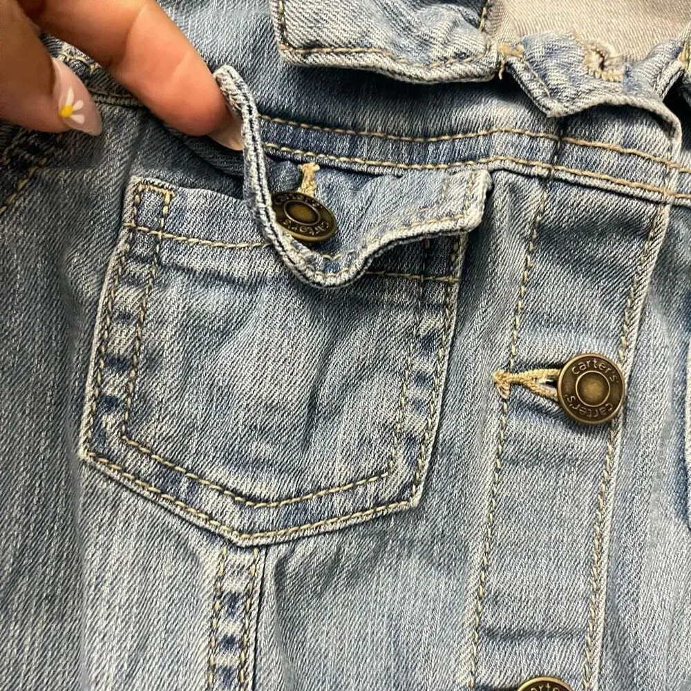 Carter’s Girls Blue Classic Denim Jean Jacket Size 4/5 Toddler Kid Outerwear